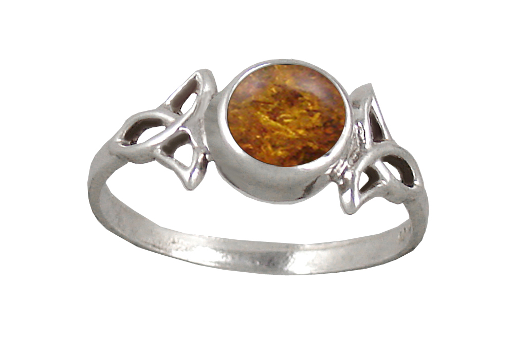 Sterling Silver Celtic Knotwork Ring With Amber Size 9